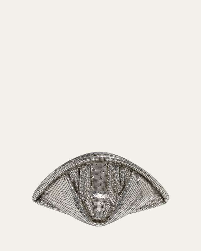 Studded Mesh Zip Pochette Clutch Bag